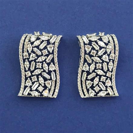 American Diamond Classic Earring with Rhodium Plating 2 Tone Plating Mehndi Plating