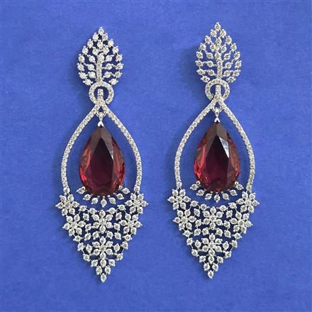 American Diamond Classic Earring with Rhodium Plating