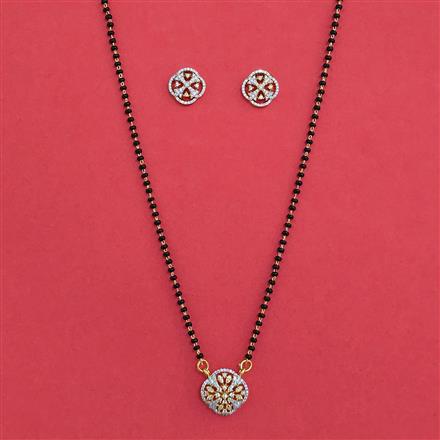 American Diamond Classic Mangalsutra with Rhodium Plating 2 Tone Plating