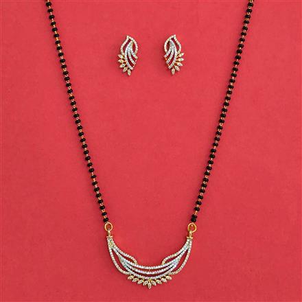 American Diamond Classic Mangalsutra with Rhodium Plating 2 Tone Plating