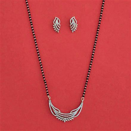 American Diamond Classic Mangalsutra with Rhodium Plating 2 Tone Plating