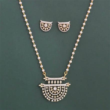 American Diamond Classic Pendant Set with 2 Tone Plating