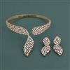 American Diamond Hasli Necklace with Rhodium Plating 2 Tone Plating Mehndi Plating