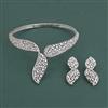American Diamond Hasli Necklace with Rhodium Plating 2 Tone Plating Mehndi Plating
