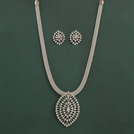 American Diamond Classic Pendant Set with Rhodium Plating 2 Tone Plating
