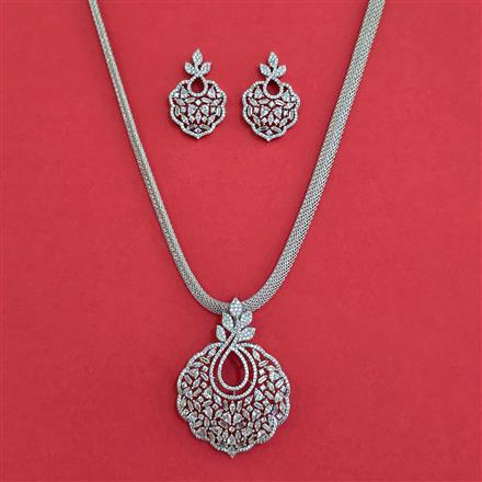 American Diamond Classic Pendant Set with Rhodium Plating 2 Tone Plating
