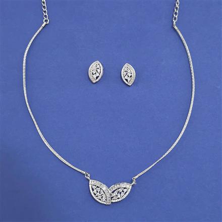 American Diamond Classic Pendant Set with Rhodium Plating 2 Tone Plating