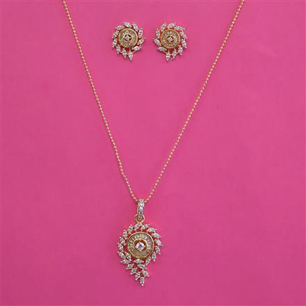 American Diamond Classic Pendant Set With 2 Tone Plating