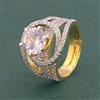 American Diamond Adjustable Ring With Mehndi Plating 2 Tone Plating Rhodium Plating