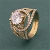 American Diamond Adjustable Ring With Mehndi Plating 2 Tone Plating Rhodium Plating