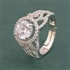 American Diamond Adjustable Ring With Mehndi Plating 2 Tone Plating Rhodium Plating
