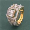 American Diamond Adjustable Ring With Mehndi Plating 2 Tone Plating Rhodium Plating