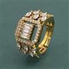 American Diamond Adjustable Ring With Mehndi Plating 2 Tone Plating Rhodium Plating