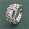 American Diamond Adjustable Ring With Mehndi Plating 2 Tone Plating Rhodium Plating