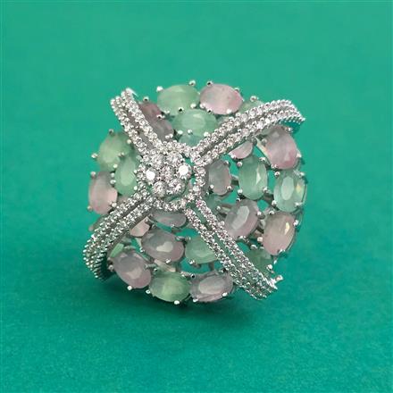 American Diamond Adjustable Ring with Rhodium Plating