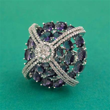 American Diamond Adjustable Ring with Rhodium Plating
