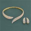 American Diamond Hasli Necklace with Rhodium Plating 2 Tone Plating
