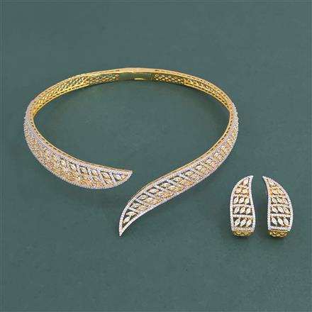 American Diamond Hasli Necklace with Rhodium Plating 2 Tone Plating