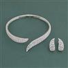 American Diamond Hasli Necklace with Rhodium Plating 2 Tone Plating