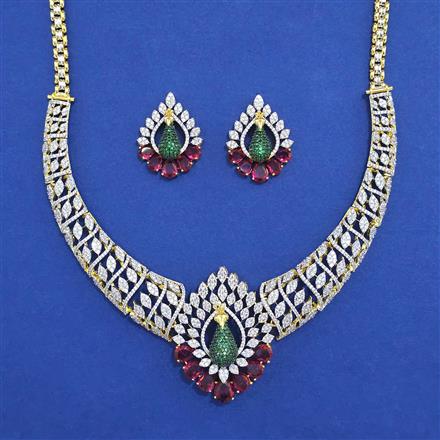 American Diamond Classic Necklace with 2 Tone Plating