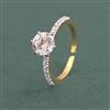 American Diamond Adjustable Ring with Rhodium Plating 2 Tone Plating Mehndi Plating