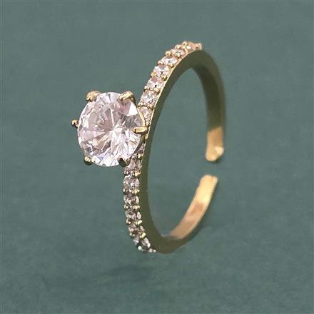 American Diamond Adjustable Ring with Rhodium Plating 2 Tone Plating Mehndi Plating