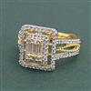 American Diamond Adjustable Ring with Rhodium Plating 2 Tone Plating Mehndi Plating