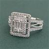 American Diamond Adjustable Ring with Rhodium Plating 2 Tone Plating Mehndi Plating