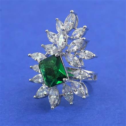 American Diamond Adjustable Ring with Rhodium Plating