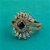 American Diamond Adjustable Ring with Mehndi Plating