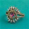 American Diamond Adjustable Ring with Mehndi Plating