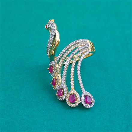 American Diamond Adjustable Ring with 2 Tone Plating