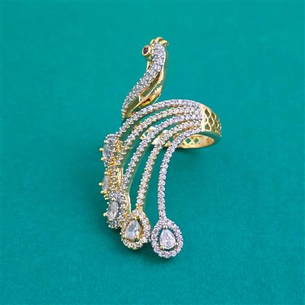 American Diamond Adjustable Ring with 2 Tone Plating
