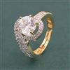 American Diamond Adjustable Ring with Rhodium Plating 2 Tone Plating Mehndi Plating