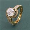American Diamond Adjustable Ring with Rhodium Plating 2 Tone Plating Mehndi Plating