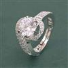 American Diamond Adjustable Ring with Rhodium Plating 2 Tone Plating Mehndi Plating