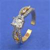 American Diamond Adjustable Ring with Rhodium Plating 2 Tone Plating Mehndi Plating