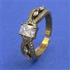 American Diamond Adjustable Ring with Rhodium Plating 2 Tone Plating Mehndi Plating
