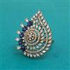 American Diamond Adjustable Ring with Mehndi Plating