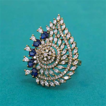 American Diamond Adjustable Ring with Mehndi Plating