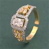 American Diamond Adjustable Ring with Rhodium Plating 2 Tone Plating Mehndi Plating