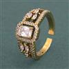 American Diamond Adjustable Ring with Rhodium Plating 2 Tone Plating Mehndi Plating