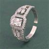 American Diamond Adjustable Ring with Rhodium Plating 2 Tone Plating Mehndi Plating