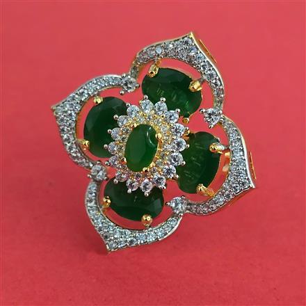 American Diamond Adjustable Ring with 2 Tone Plating