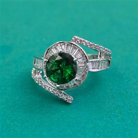 American Diamond Adjustable Ring with Rhodium Plating