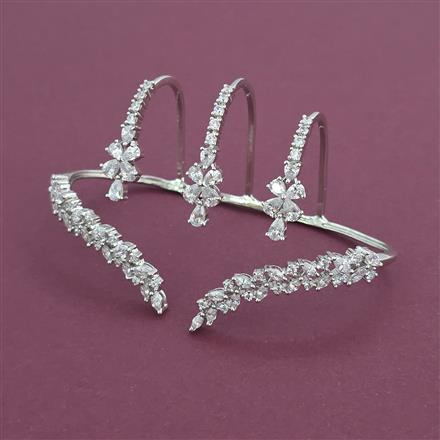 American Diamond Classic Kada with Rhodium Plating 2 Tone Plating Mehndi Plating