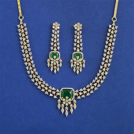 American Diamond Classic Necklace with 2 Tone Plating