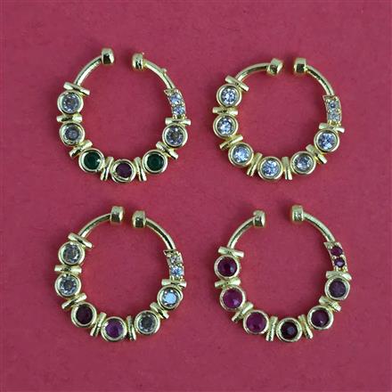 American Diamond Pressing Nose Ring with Gold Plating