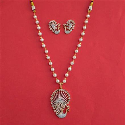 American Diamond Classic Pendant Set with 2 Tone Plating