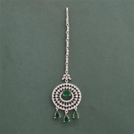 American Diamond Classic Tikka with Rhodium Plating
